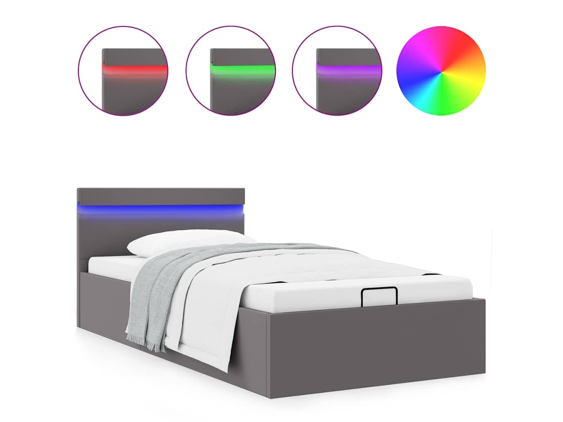 Bed Frame, Bed Frames Vidaxl Cinzeto Couro Artificial (90 X 200 Cm)