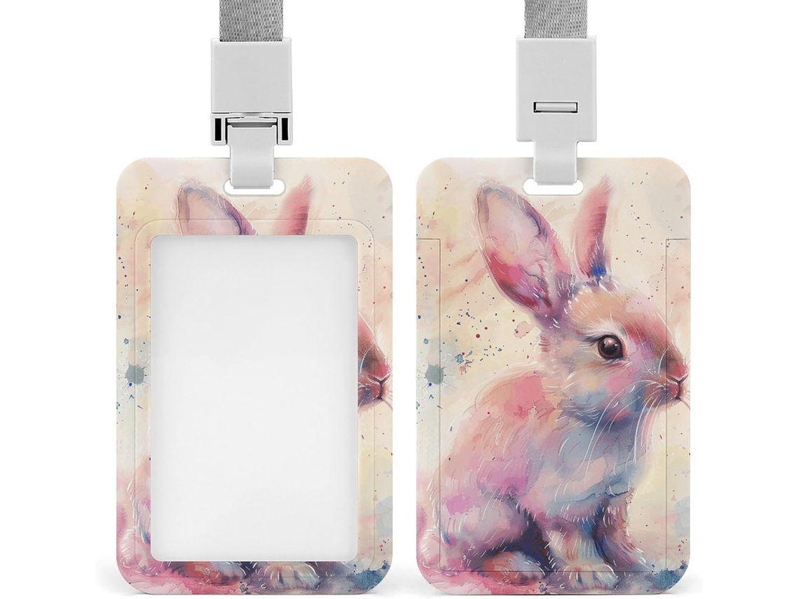 Porta Crachá With Clipe, Estampa de Coelhinho Vermelho Fofo e Cordão Identificação Ideal Escritórios Reuniões