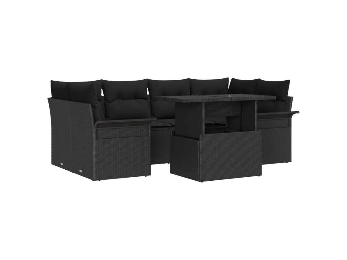 Conjunto 7 Conjunto De Sofá Modular Vidaxl Preto Vime Pe (100 X 55 X 73 Cm)