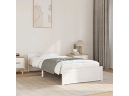 Vidaxl Estrutura de Cama Solteiro 90x190 Cm Madeira Maciça Branco