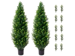 Conjunto De 2 Árvores Cedro Artificial 122cm Com Vaso Para Decoração Tekmaquinas