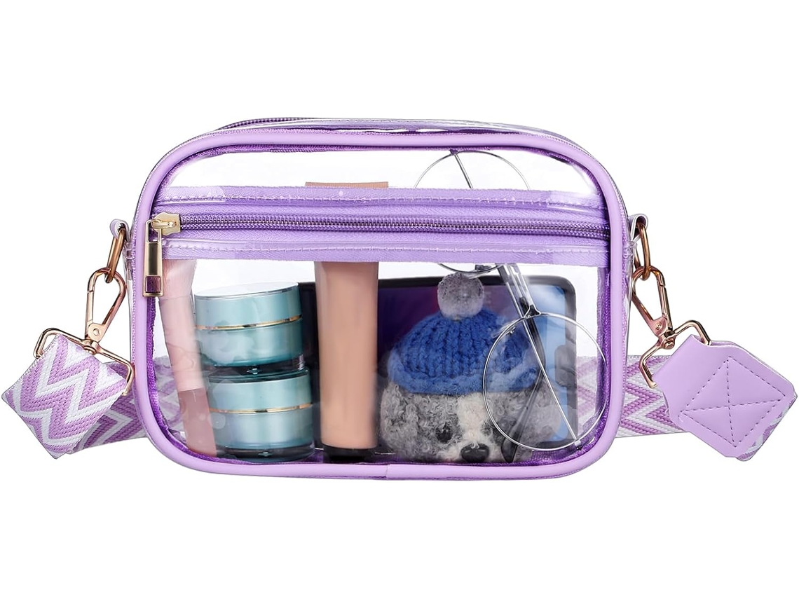 Bolsa De Ombro Feminina Transparente E Ajustável, Nécessaire Multifuncional De Viagem Em Pvc Com Bolsos.