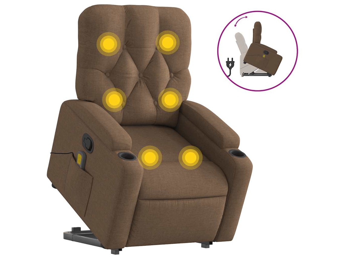 Poltrona elevatória VIDAXL Marrom Tecido (74 x 86.5 x 93.5 cm)