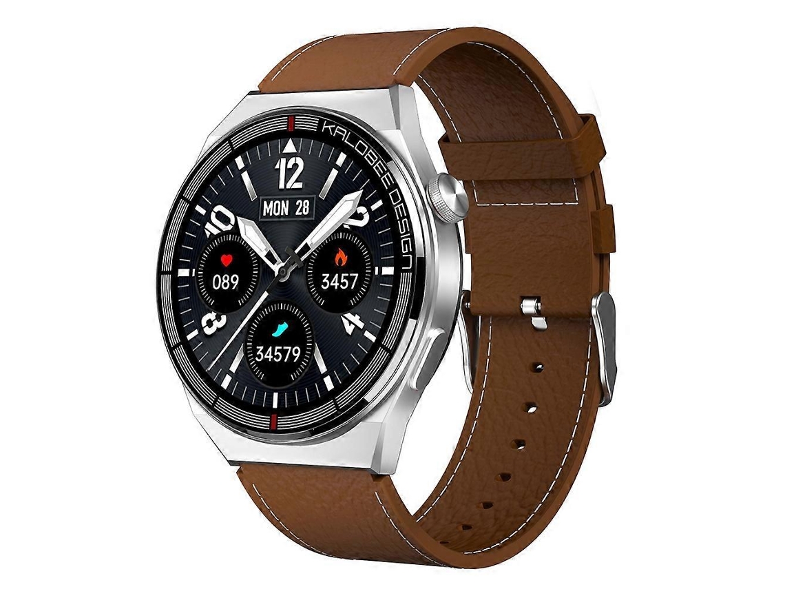 Relógio inteligente à prova d'água IP68 com pulseira de couro de 1,3 polegadas e suporte para chamadas Bluetooth. Ly Ebike