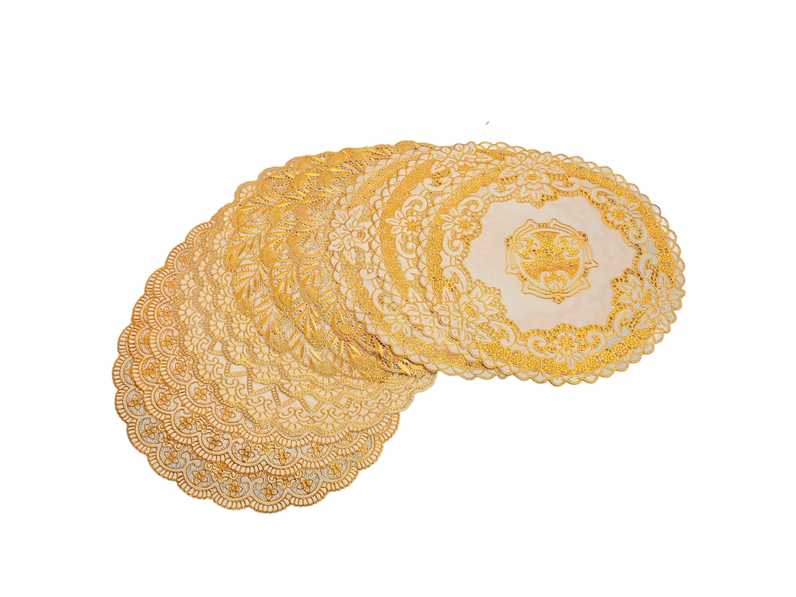 12 Manteles Individuais Decorativos De Pvc Com Estampa Dourada De Estilo Europeu, Resistentes Ao Calor E Isolantes Térmicos Para Mesa De Jantar.