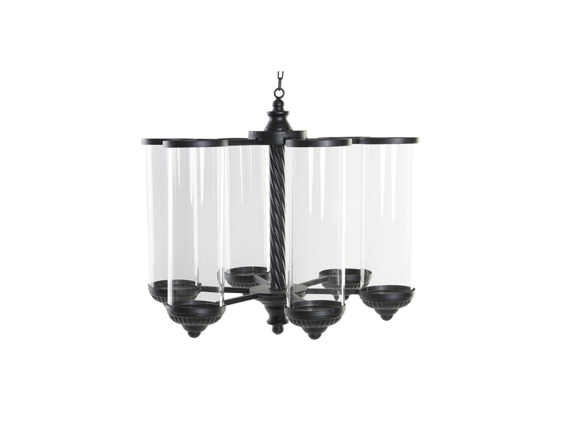 Castiçal de Metal e Vidro, Preto, para Teto, 53x53x52cm ALEXANDRA HOUSE LIVING