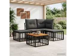 Vidaxl Conjunto De Sofás Para Exterior 5 Unid. Preto E Cinza Escuro