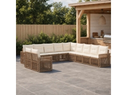 Vidaxl Conjunto De Sofá De Jardim 11 Pcs Bege E Branco Creme Vime Pe