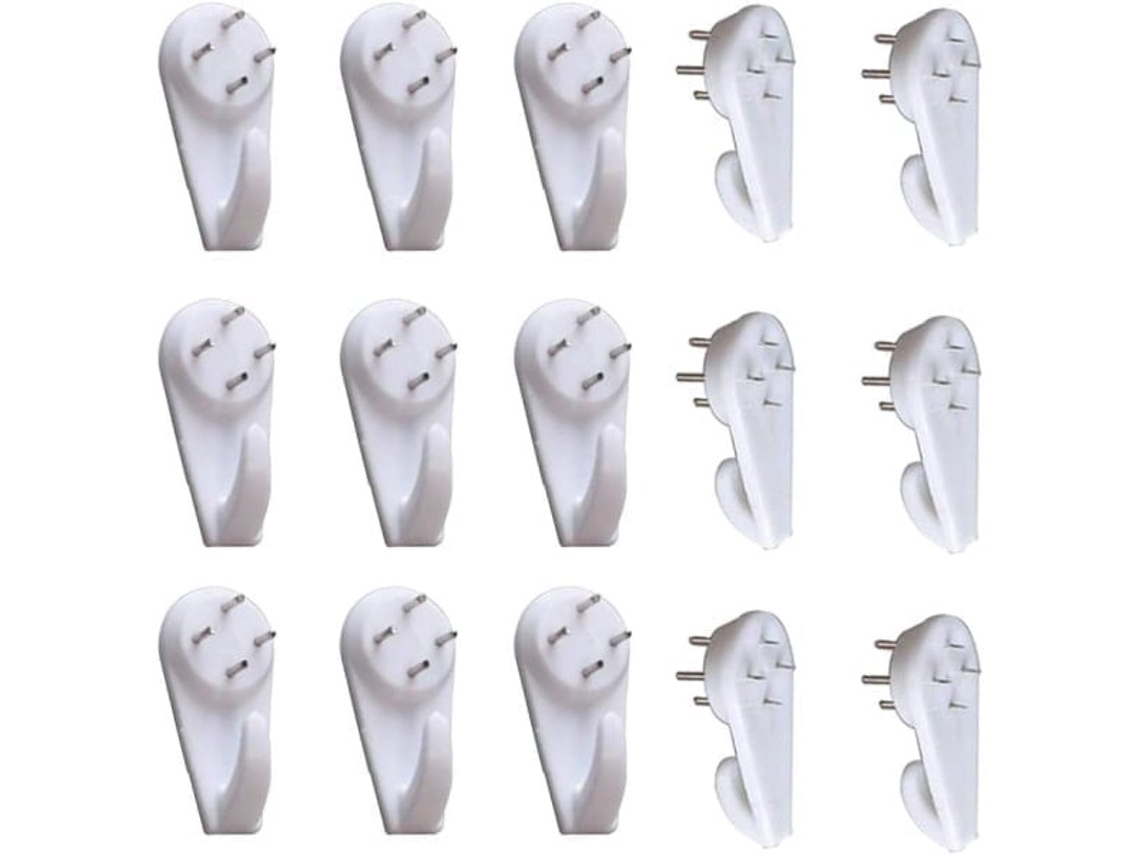 Ganchos De Parede 20 Peças, 5 Cm, Plástico, Branco Elysve