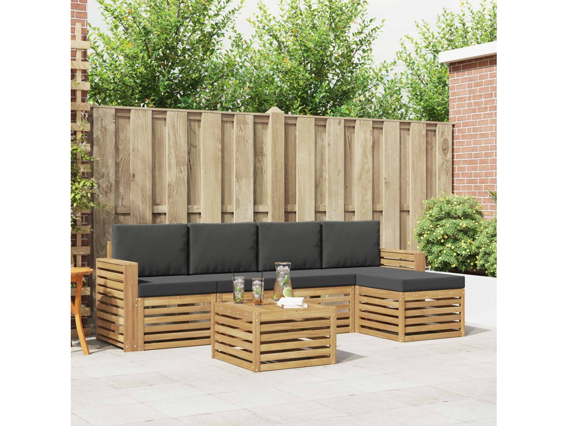 Vidaxl Conjunto De Sofás Para Exterior 6 Unid. Branco E Antracite