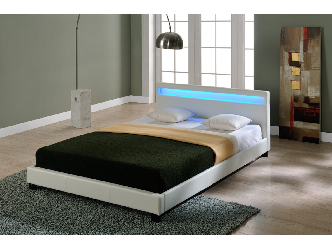 Cama de Casal CORIUM (210 x 169 x 78 cm - Couro Sintético - Branco)
