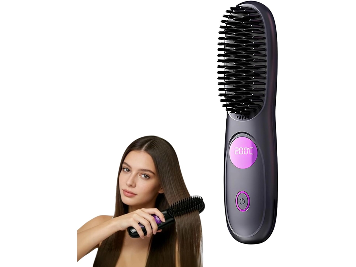 Escova Modeladora Elétrica Sem Fio Para Cabelos Curtos, Com Função De Aquecimento, Portátil E Recarregável, Para Dar