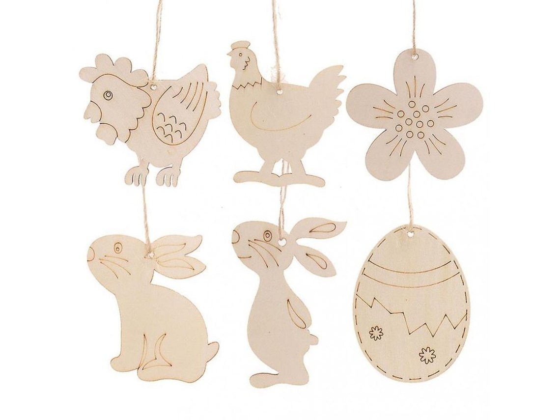 60 Peças De Decorações De Páscoa Em Madeira Penduráveis Diy Coelhos Ovos Ovelhas Frangos Flores Para Lar Festa