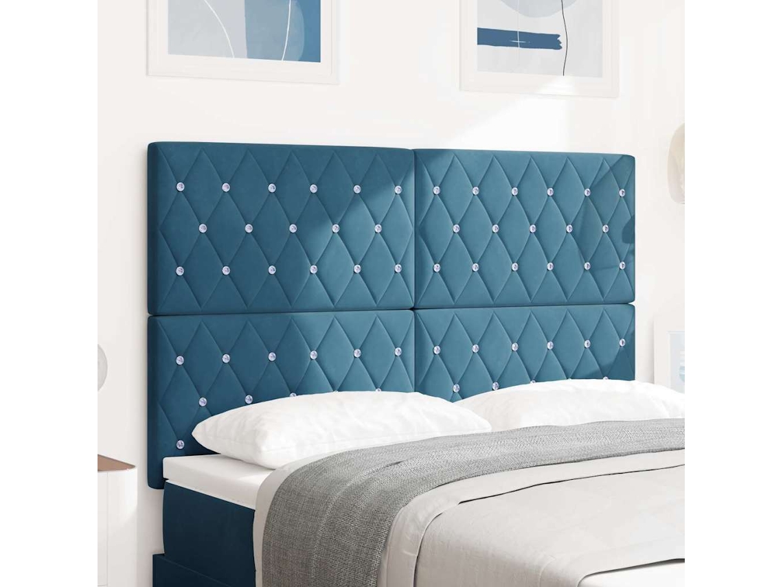 Vidaxl Cabeceira Azul Escuro 144 Cm Veludo