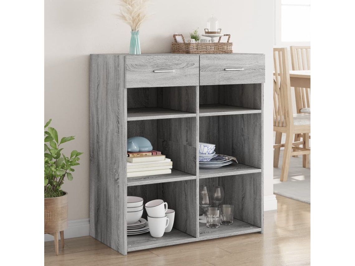 Vidaxl Aparador 80x42,5x93 Cm Derivados De Madeira Cinzento Sonoma