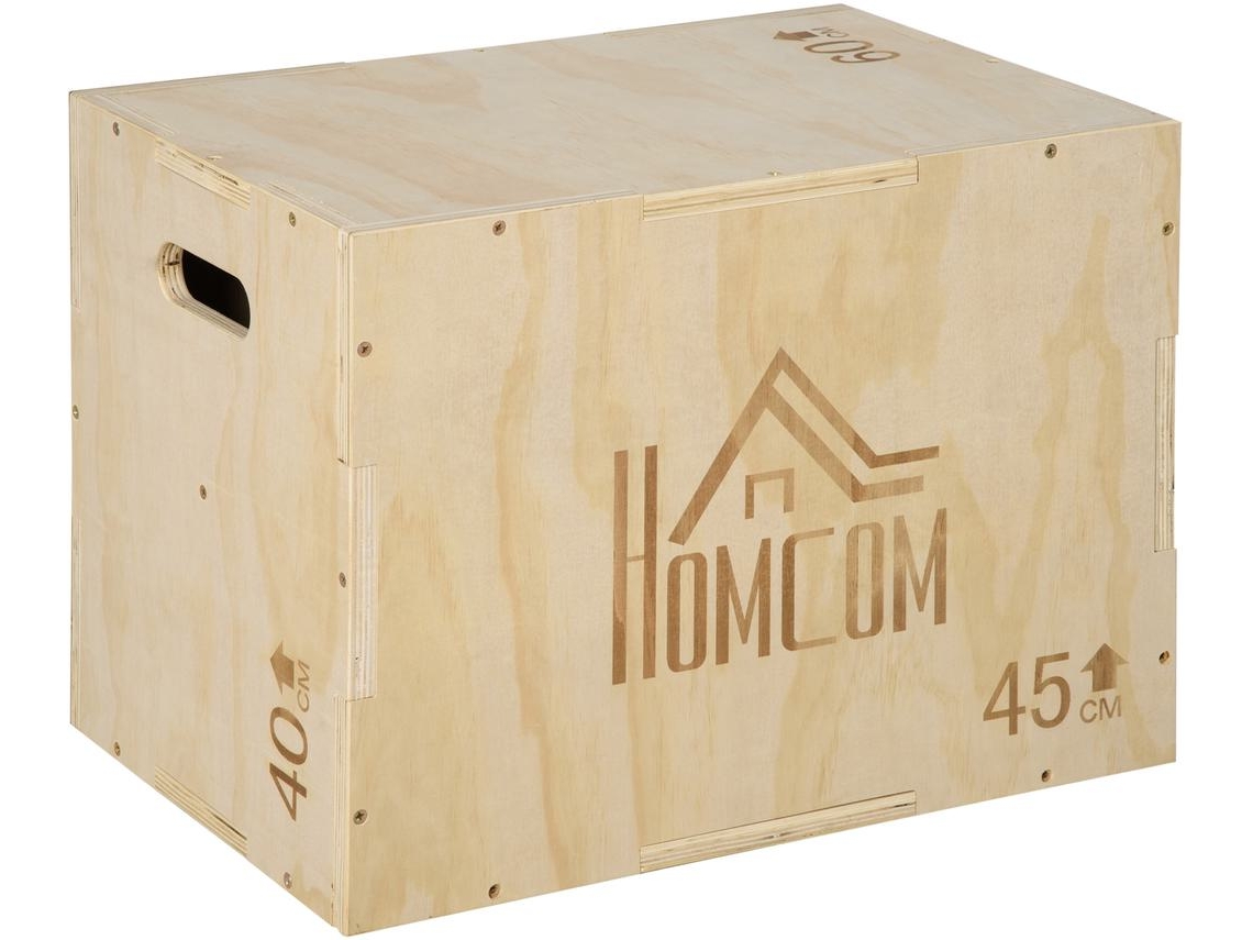 Caixa Pliometria De Madeira Madeira De Faia Cor 45x40x60 Cm Homcom