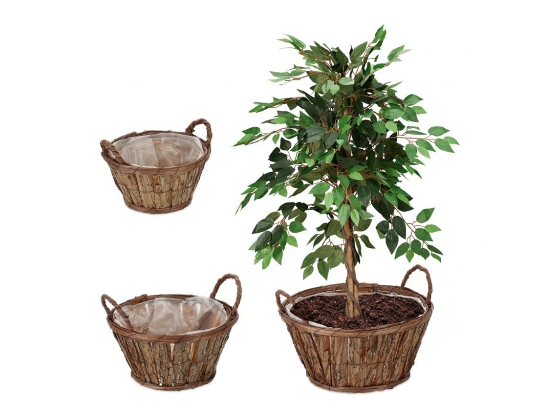 Vaso redondo de madeira - conjunto de 3 B2X