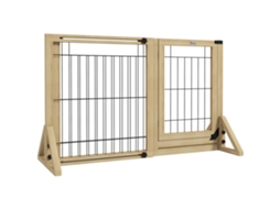 Barreira De Segurança Extensível De 2 Painéis E Pés De Apoio Triangular 112-159x44x70 Cm Madeira