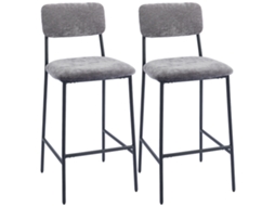 Conjunto 2 de Cadeiras de Bar,cadeiras Altas Estofadas para Bancada da Cozinha, Bar Doméstico,encosto,apoio para os Pés,capa de Cinza