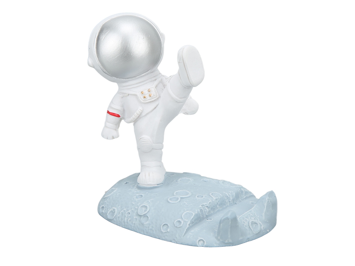 Suporte De Telefone Astronauta De Resina Premium Antiderrapante Para Escritório Prata