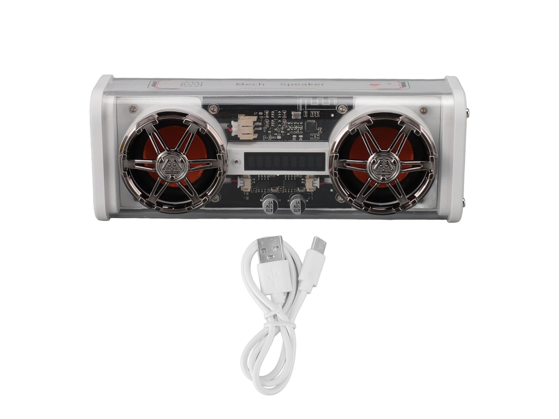 Aetheria alto falante Bluetooth 5.3 Transparente com Luzes Coloridas 2x5w Subwoofer Portátil Branco