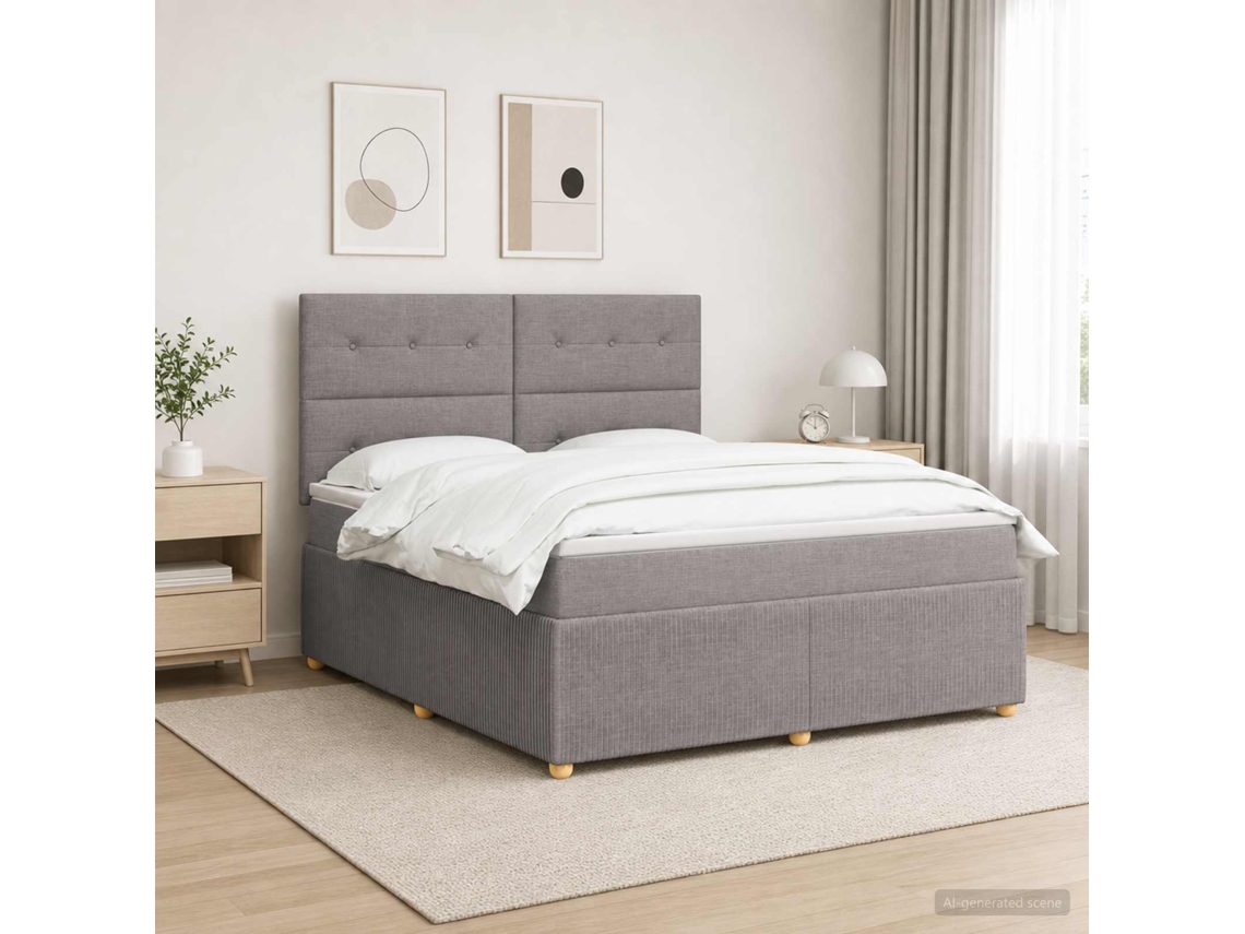 Vidaxl Cama Box Spring Com Colchão Cinzento-acastanhado 140 X 200 Cm