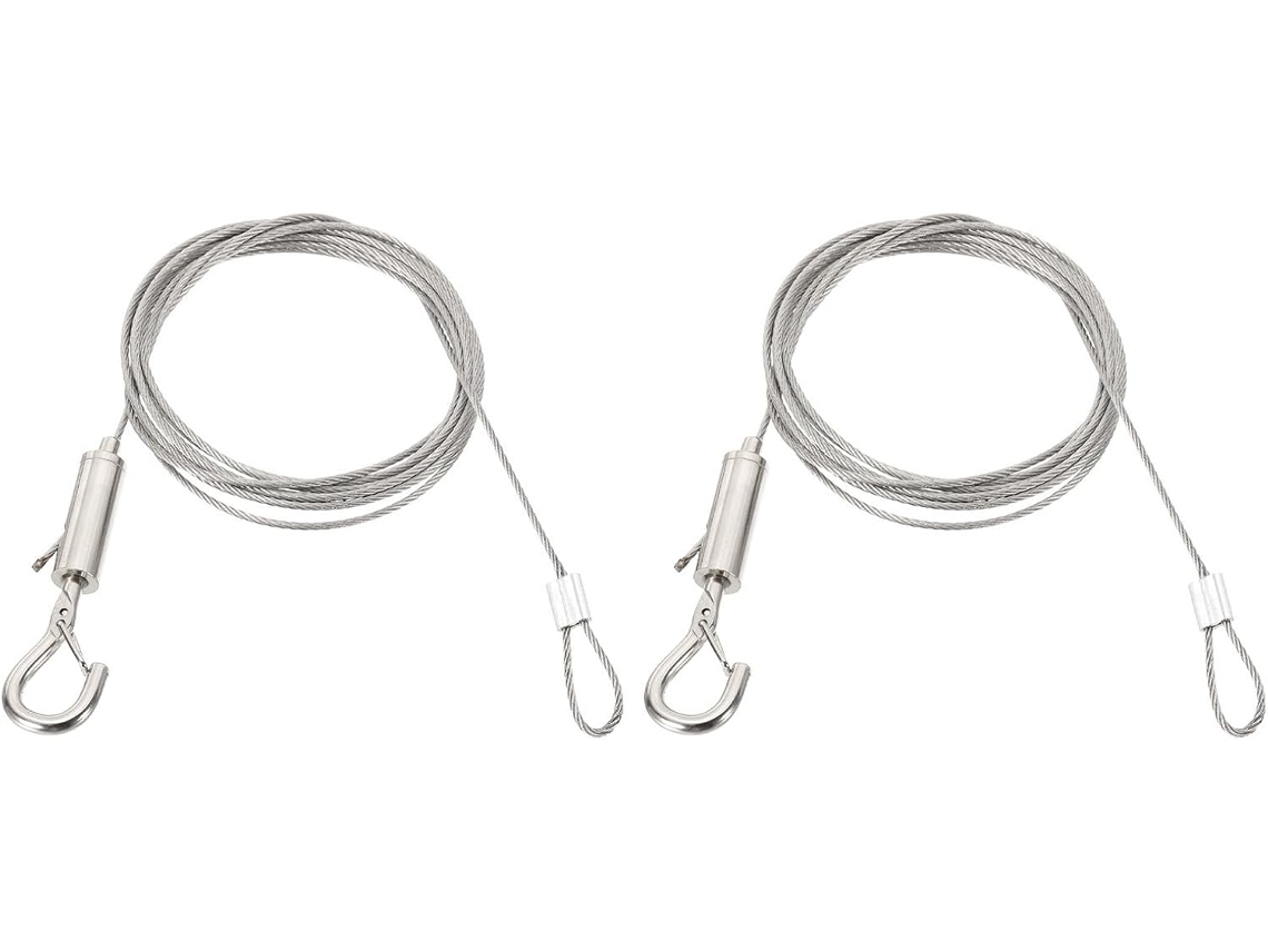 Jkapcyjfhf Kit Com 2 Peças De Fio Ajustável Reforçado 2m X 1, 5mm Para Pendurar Quadros, Com Laço E Gancho