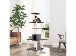 Vidaxl Árvore P/ Gatos C/ Postes Arranhadores Sisal 142cm Cinza-escuro