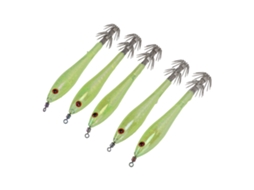 Isca Artificial Lula Duplo Gancho Verde 5pcs