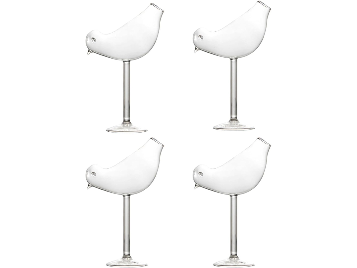 Conjunto De 4 Copos Iseau De Alumínio Transparente Com Base Alta E Estável.
