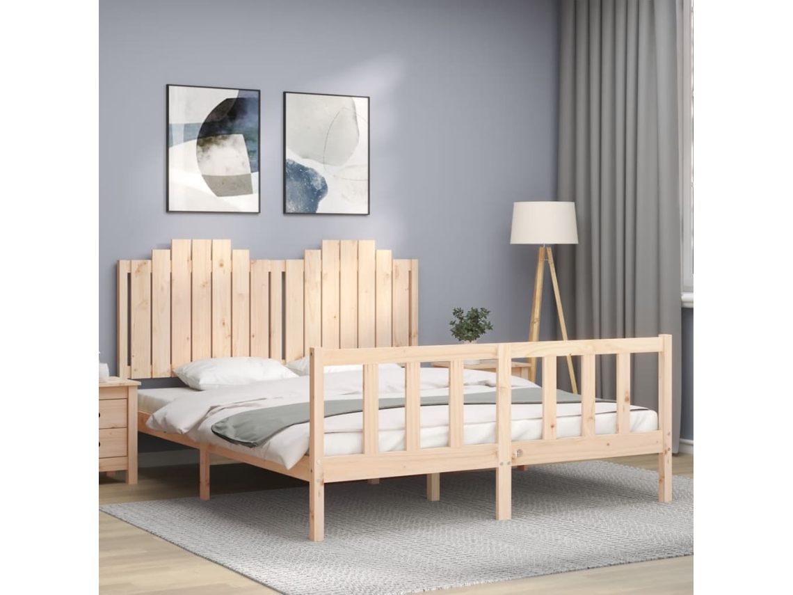 Cama Sem Colchão 160x200 Cm Madeira De Pinho Maciça