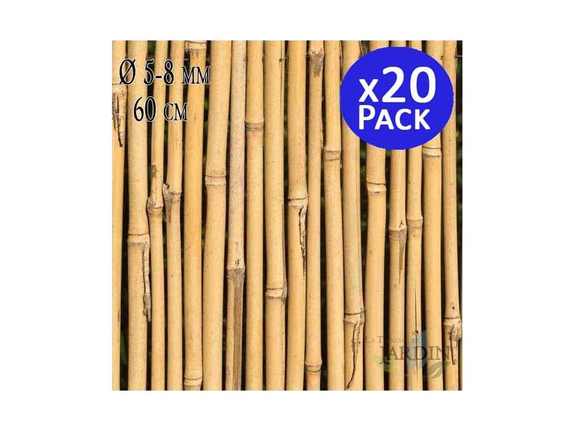 Tutor de bambu natural 60 cm 5-8 mm Pacote 20 Varas de bambu ecológicas para apoiar árvores, plantas e vegetais SUINGA