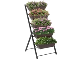 Suporte Para Plantas De 5 Níveis Com 5 Vasos E Orifícios De Drenagem, Ideal Para Interior E Exterior, 55x63x120 Cm, Preto