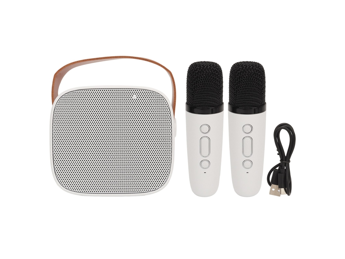Máquina de karaokê portátil S/MARCA, com microfone sem fio, alto-falante Bluetooth, bateria 1600mah, branco