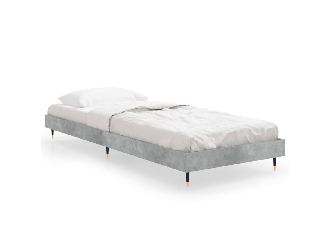 Bed Frame, Bed Frames Vidaxl Cinzeto Madeira Processada (75 X 190 Cm)
