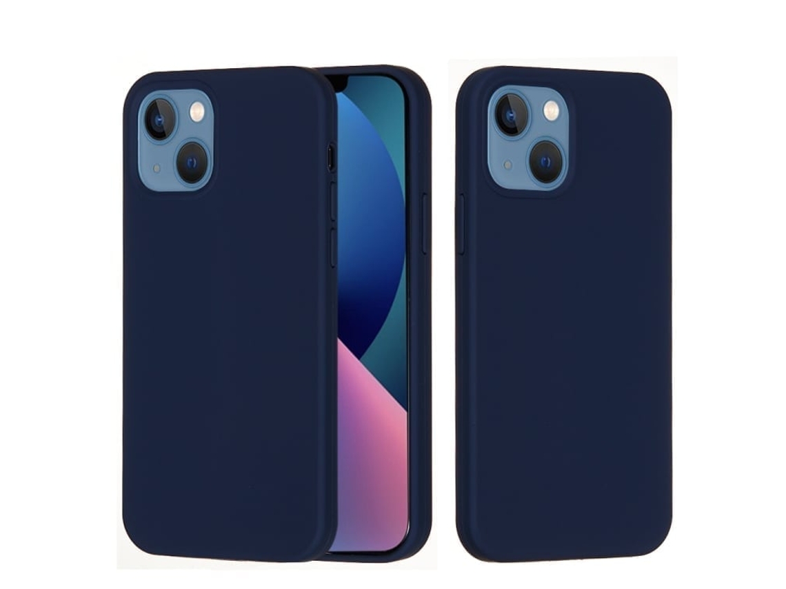 Capa De Silicone Para Iphone 14 Plus - Cor Sólida, Proteção Fina E Antiaderente - Azul Meia-noite
