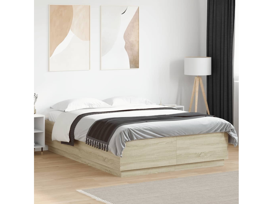 Estrutura De Cama 160x200 Cm Derivados Madeira Carvalho Sonoma