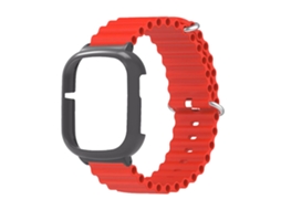 Pulseira de Relógio Silicone com Capa para Honor 4 Ajustável Anti Queda Esportiva Vermelha