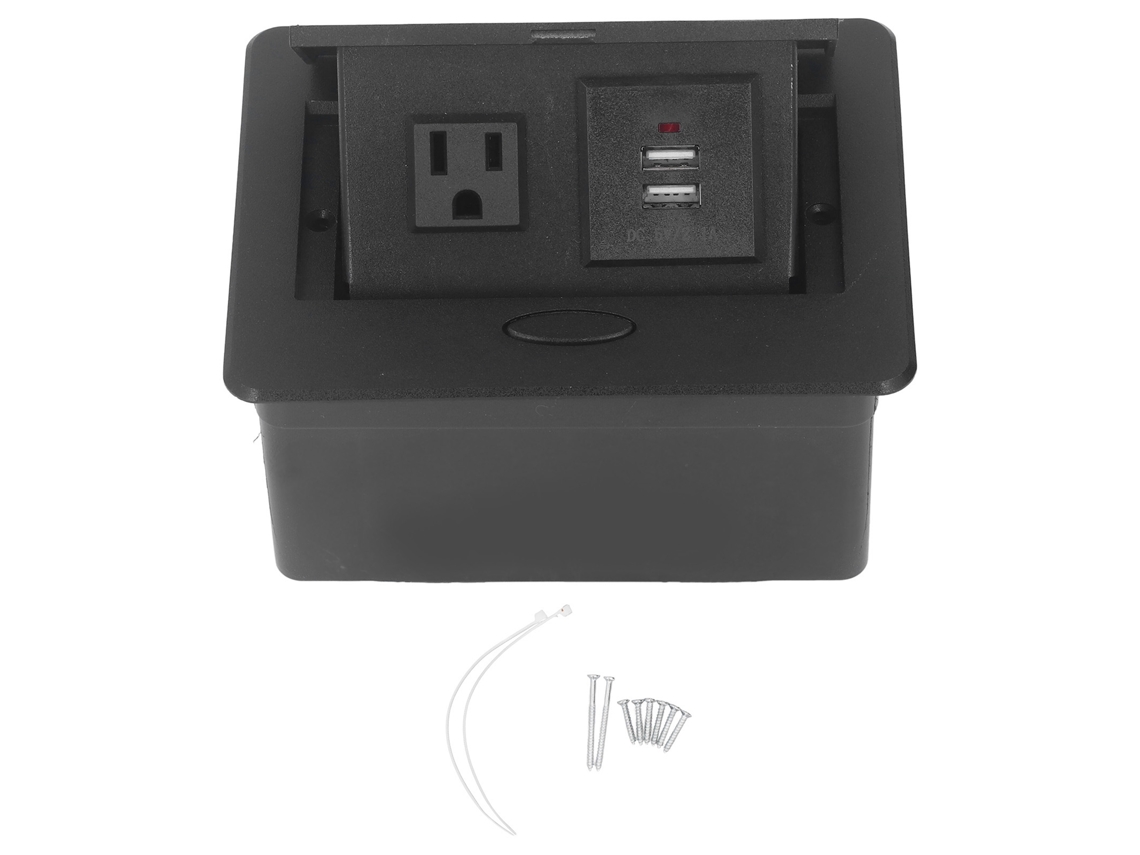 Tomada de Mesa 3 Pinos Integrada, Tomada Padrão Americana, Duas Portas Usb, Régua de Energia Ac110v 16a BRILVIBERA