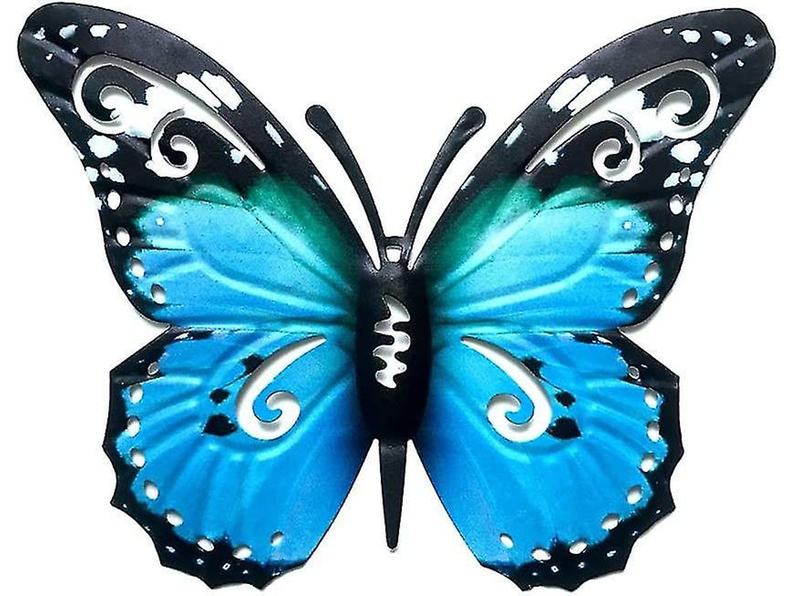 Arte Parede 3d Grande Borboleta Metálica Exterior Pendurada