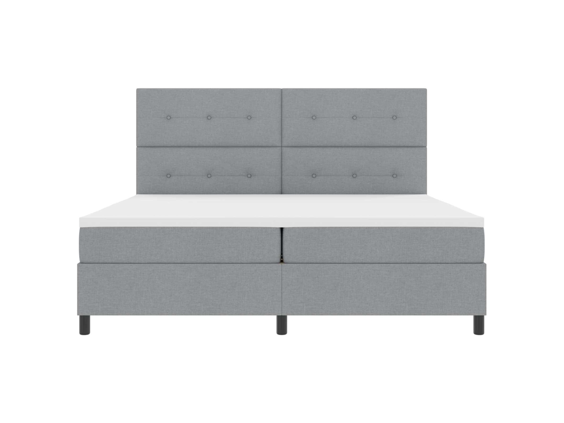 Vidaxl Cama Box Com Fitas Led Cinzento-claro 200 X 200 Cm Tecido