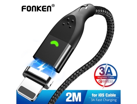 Cabo Micro Usb Magnético Ímã Usb Tipo C Cabo De Carregamento De Telefone 3a Cabo De Carregador Rápido Móvel Para Iphone Fonken