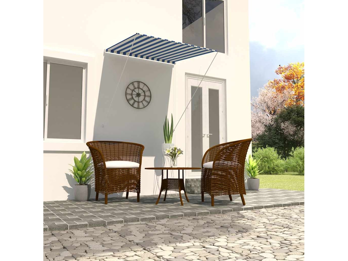 Vidaxl Toldo Retrátil 100x150 Cm Azul E Branco