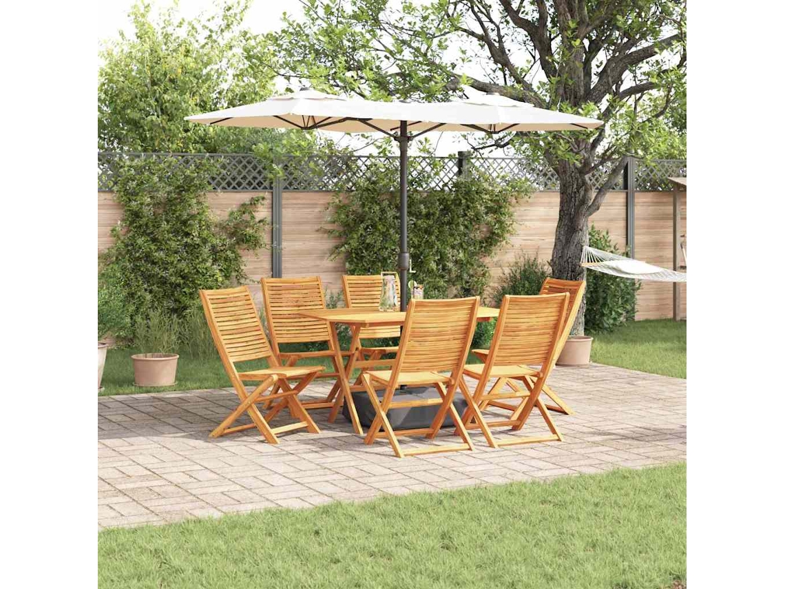 Vidaxl Conjunto De Jantar Para Jardim 7 Pcs Castanho