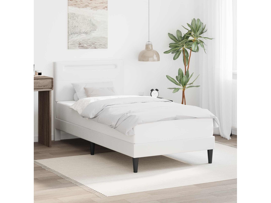 Vidaxl Estrutura Da Cama Branco 90 X 200 Cm Couro Sintético