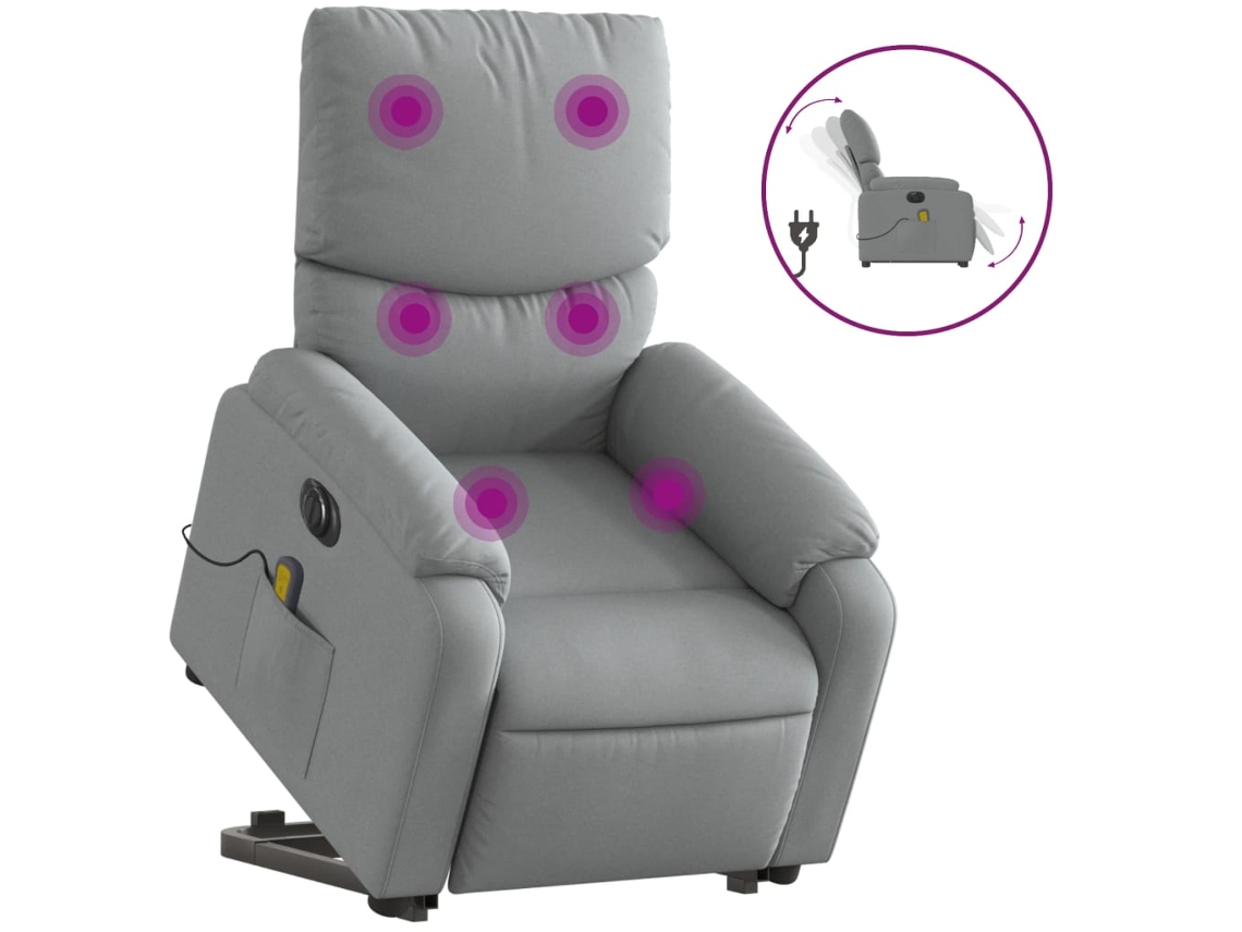 Electric Stand Up Massage Recliner Chair, Electric Stand Up Massage Recliner Chairs Vidaxl Cinzeto Tecido
