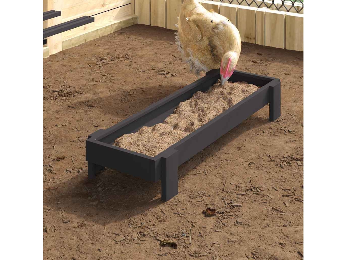 Vidaxl Trófeu De Alimentação Para Frangos Preto 80 X 28 X 13.5 Cm