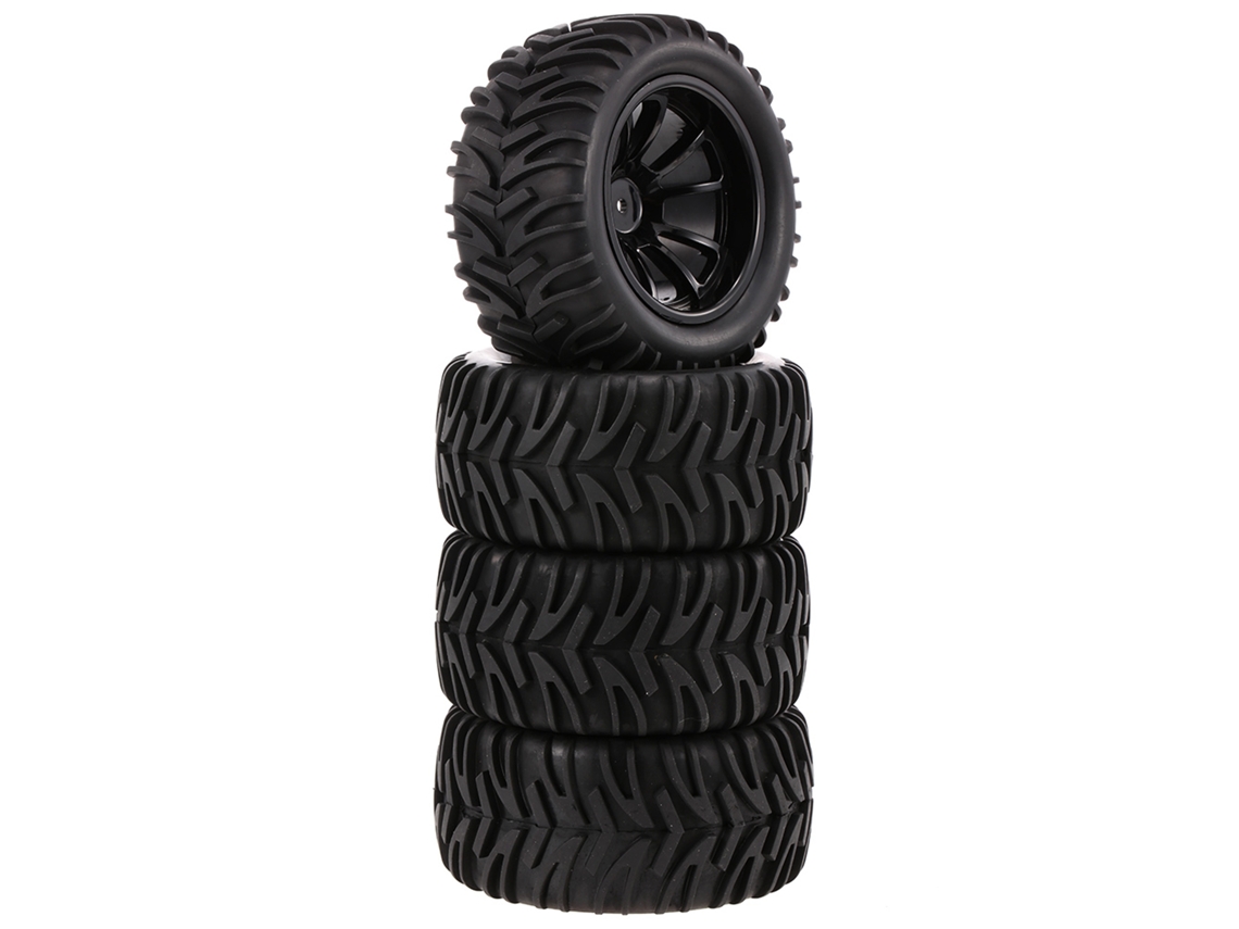 4pcs Pneu Off-road 1/10 Padrão De Rodagem Double V Roda 10 Raios Para Hsp Hpi Redcat Rc4wd Monster Truck Rc