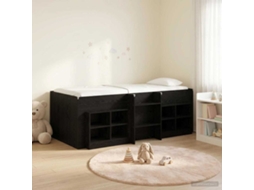 Vidaxl Cama Loft Com Armário 3 Unid. Preto Madeira Processada