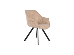 Cadeira de Microfibra, Metal, Couro Sintético Bege (64x67x85cm) ALEXANDRA HOUSE LIVING